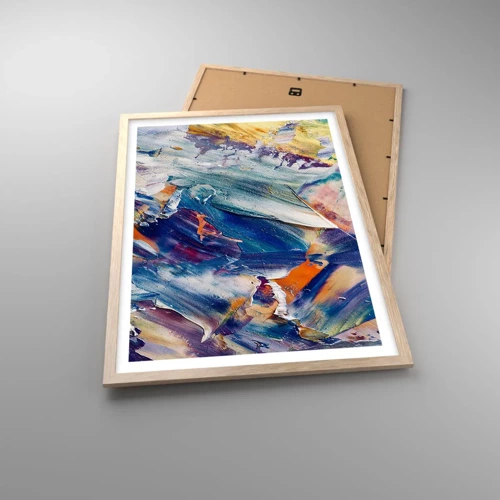 Poster in light oak frame - Whirlwind of Colour - 50x70 cm