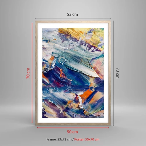 Poster in light oak frame - Whirlwind of Colour - 50x70 cm