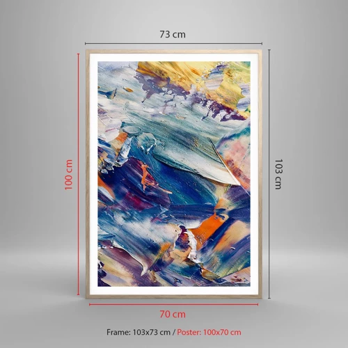 Poster in light oak frame - Whirlwind of Colour - 70x100 cm