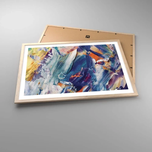 Poster in light oak frame - Whirlwind of Colour - 70x50 cm