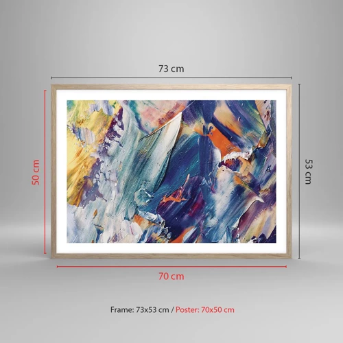 Poster in light oak frame - Whirlwind of Colour - 70x50 cm