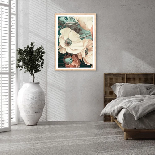 Poster in light oak frame - Whisper of the Poppies - 30x40 cm