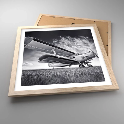 Poster in light oak frame - Winged Pilgrim - 40x40 cm