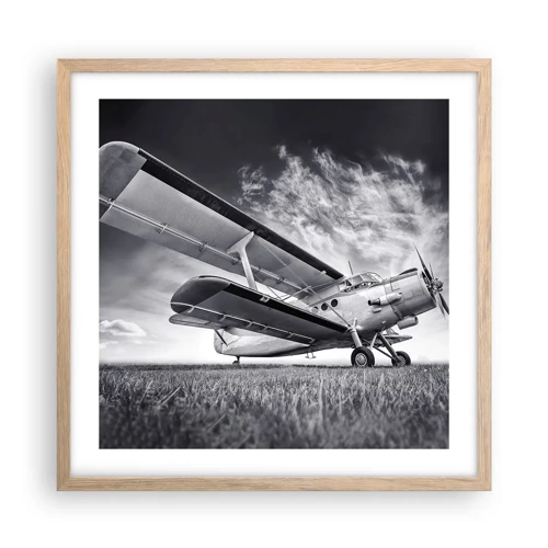 Poster in light oak frame - Winged Pilgrim - 50x50 cm