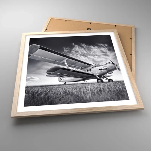 Poster in light oak frame - Winged Pilgrim - 50x50 cm