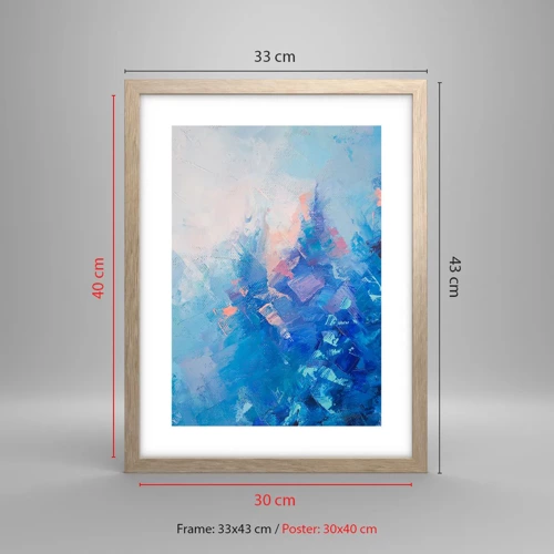 Poster in light oak frame - Winter Abstract - 30x40 cm