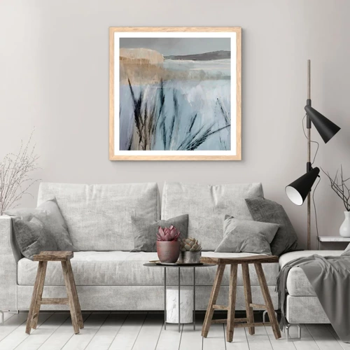 Poster in light oak frame - Winter Fields - 60x60 cm