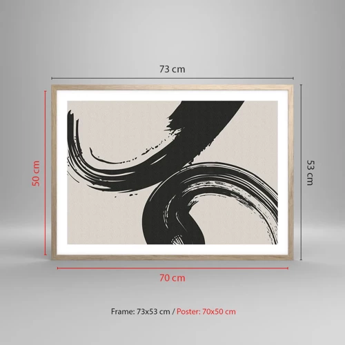 Poster in light oak frame - With Big Circural Strokes - 70x50 cm