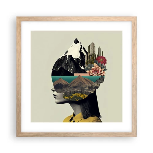 Poster in light oak frame - Woman - Always a Mystery - 40x40 cm