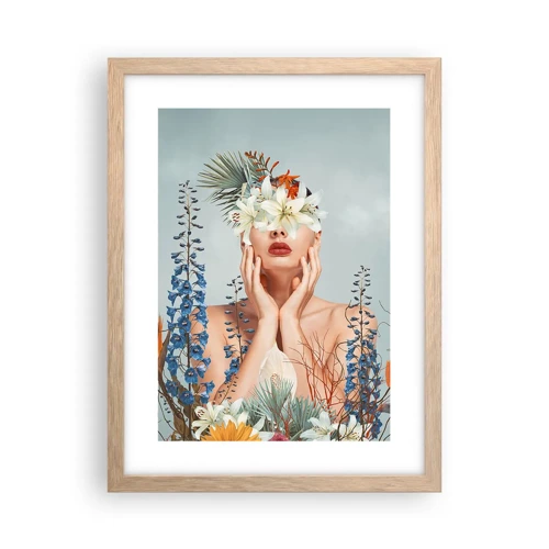 Poster in light oak frame - Woman – Flower - 30x40 cm