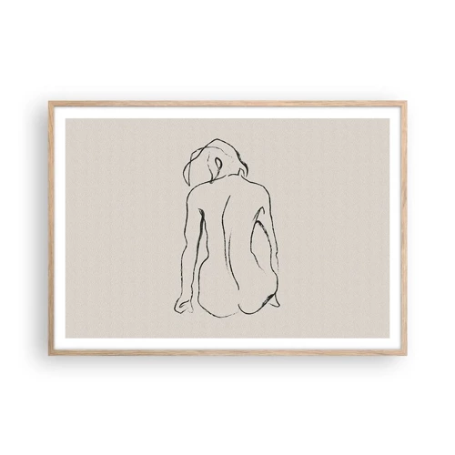 Poster in light oak frame - Woman Nude - 100x70 cm