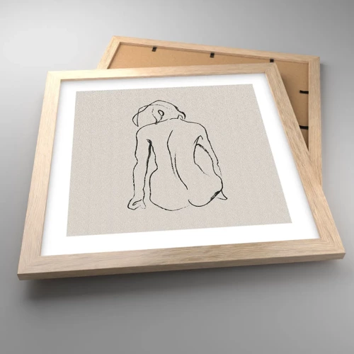 Poster in light oak frame - Woman Nude - 30x30 cm