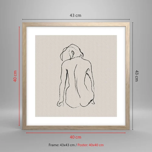 Poster in light oak frame - Woman Nude - 40x40 cm