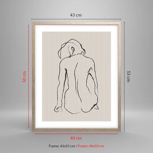 Poster in light oak frame - Woman Nude - 40x50 cm