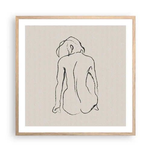 Poster in light oak frame - Woman Nude - 60x60 cm