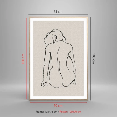 Poster in light oak frame - Woman Nude - 70x100 cm