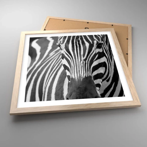 Poster in light oak frame - World Is Black and White - 40x40 cm