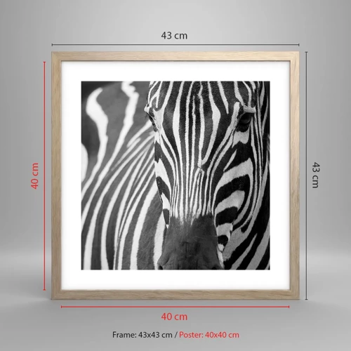 Poster in light oak frame - World Is Black and White - 40x40 cm