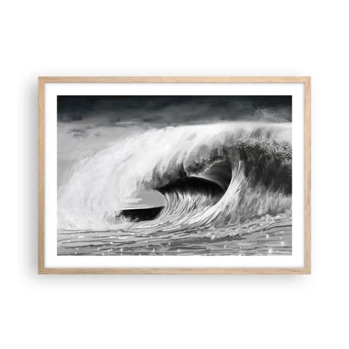 Poster in light oak frame - Wrath of the Ocean - 70x50 cm