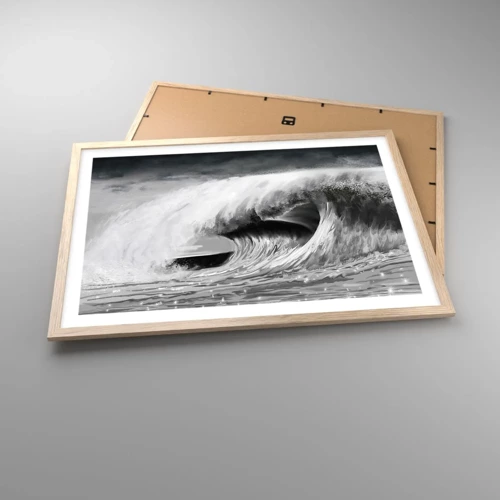 Poster in light oak frame - Wrath of the Ocean - 70x50 cm