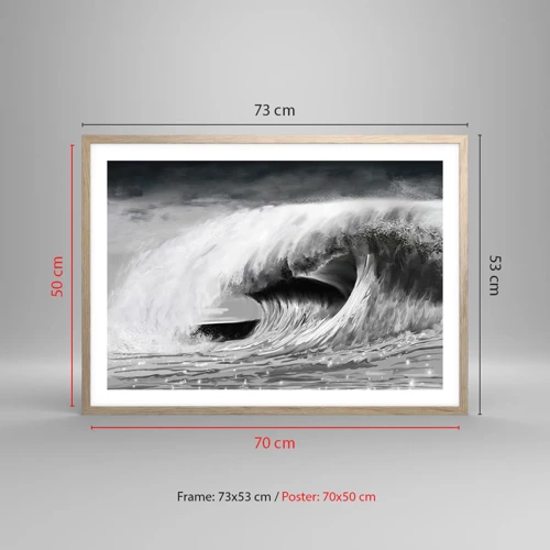 Poster in light oak frame - Wrath of the Ocean - 70x50 cm