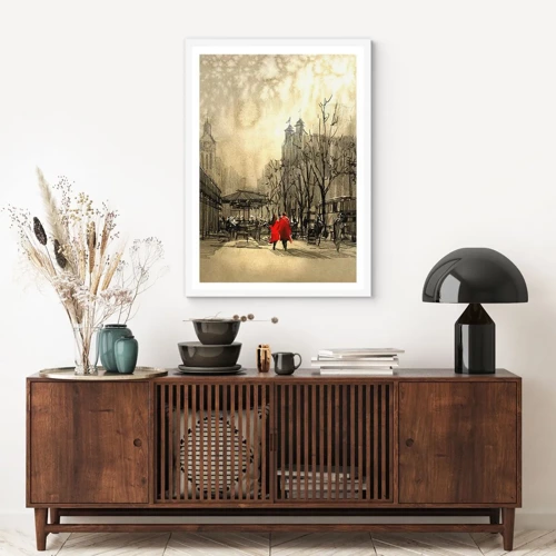 Poster in white frmae - A Date in London Fog - 30x40 cm