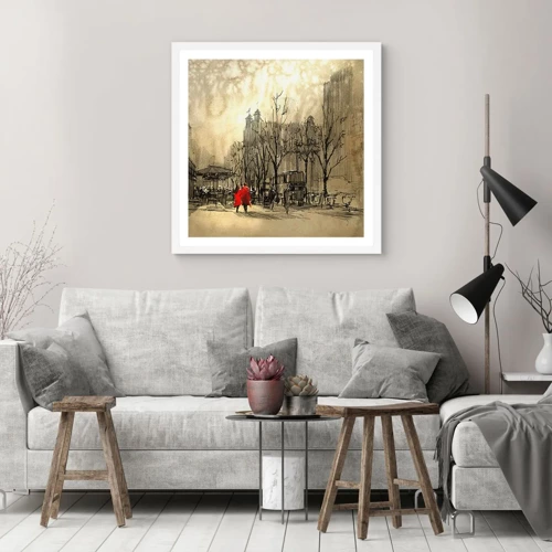 Poster in white frmae - A Date in London Fog - 50x50 cm