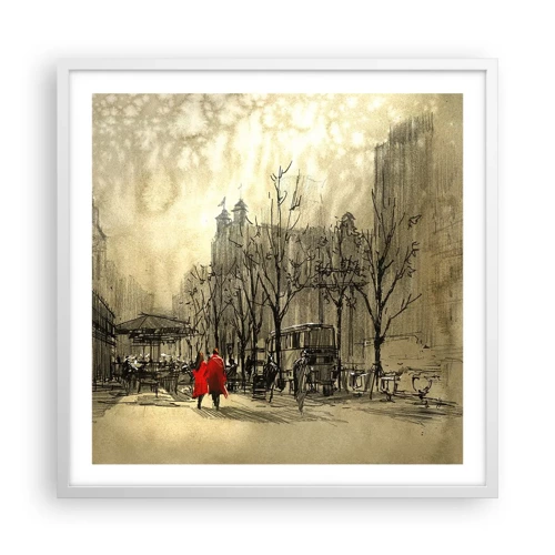 Poster in white frmae - A Date in London Fog - 60x60 cm