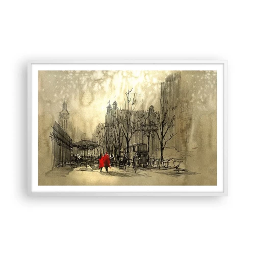 Poster in white frmae - A Date in London Fog - 91x61 cm