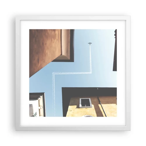 Poster in white frmae - Above City Maze - 40x40 cm