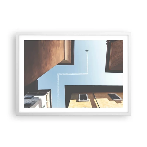Poster in white frmae - Above City Maze - 70x50 cm