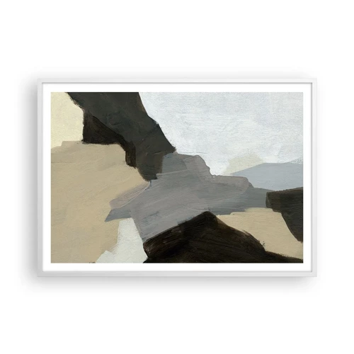 Poster in white frmae - Abstract: Crossroads of Grey - 100x70 cm