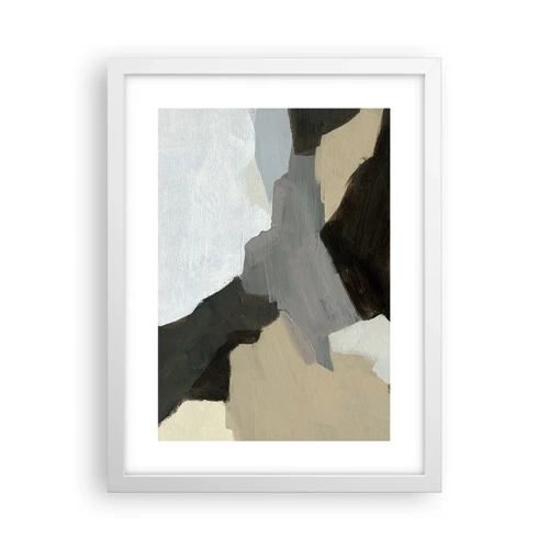 Poster in white frmae - Abstract: Crossroads of Grey - 30x40 cm