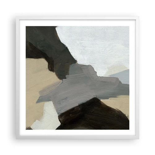 Poster in white frmae - Abstract: Crossroads of Grey - 60x60 cm