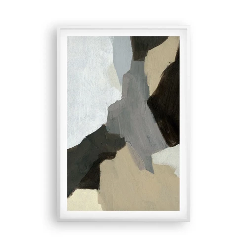 Poster in white frmae - Abstract: Crossroads of Grey - 61x91 cm