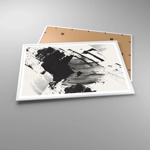 Poster in white frmae - Abstract - Expression of Black - 100x70 cm