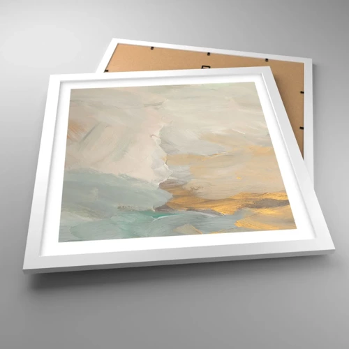 Poster in white frmae - Abstract: Land of Gentleness - 40x40 cm