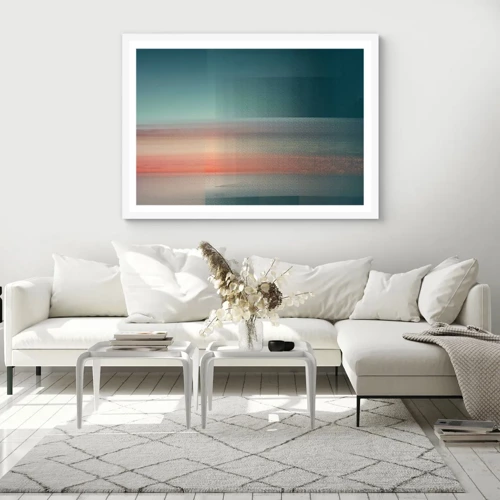 Poster in white frmae - Abstract: Light Waves - 100x70 cm