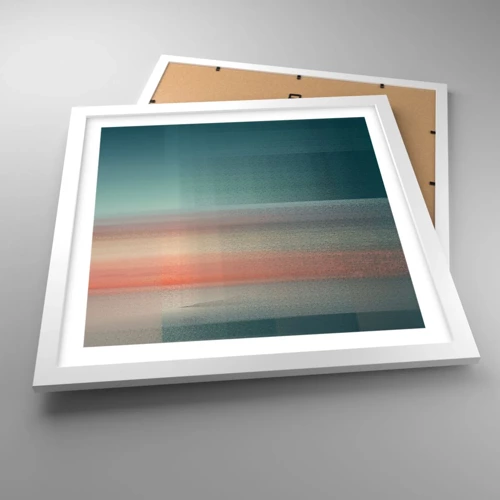 Poster in white frmae - Abstract: Light Waves - 40x40 cm