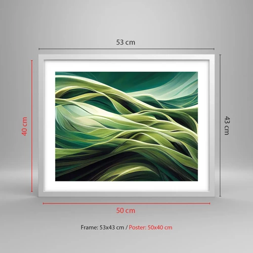 Poster in white frmae - Abstract Playing Green - 50x40 cm