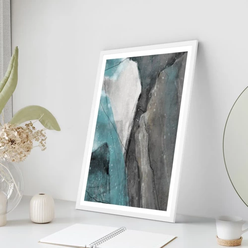 Poster in white frmae - Abstract: Rocks and Ice - 30x40 cm