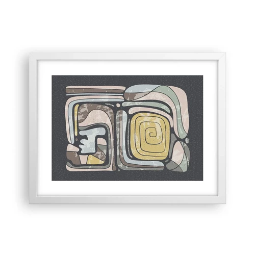 Poster in white frmae - Abstract in Precolumbian Style  - 40x30 cm