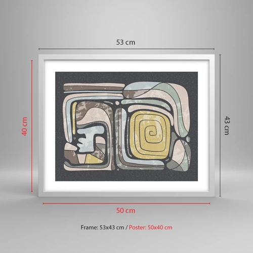 Poster in white frmae - Abstract in Precolumbian Style  - 50x40 cm