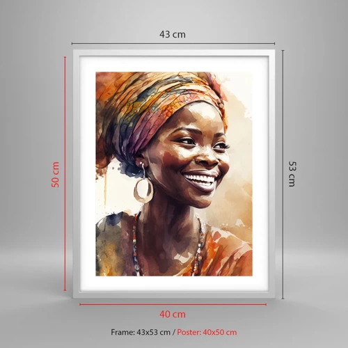 Poster in white frmae - African Queen - 40x50 cm