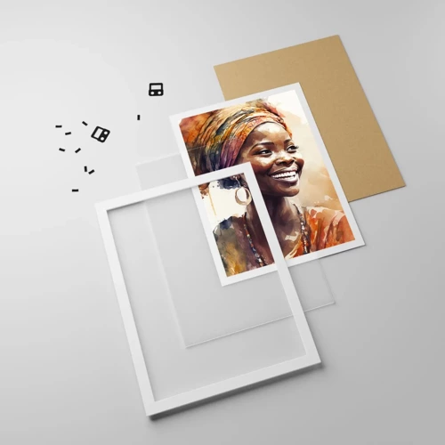 Poster in white frmae - African Queen - 40x50 cm