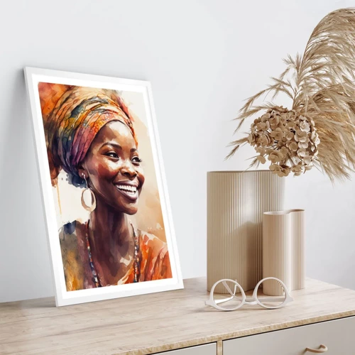 Poster in white frmae - African Queen - 40x50 cm