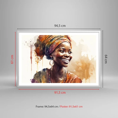 Poster in white frmae - African Queen - 91x61 cm