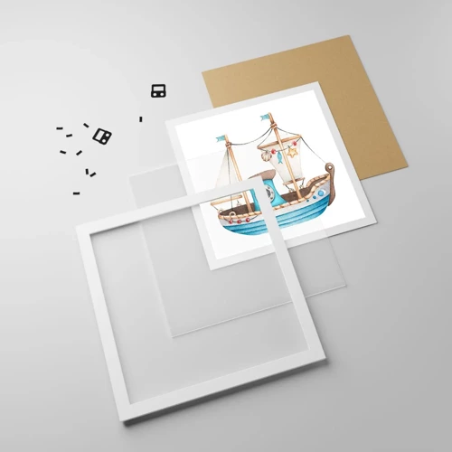 Poster in white frmae - Ahoy, Adventure! - 30x30 cm