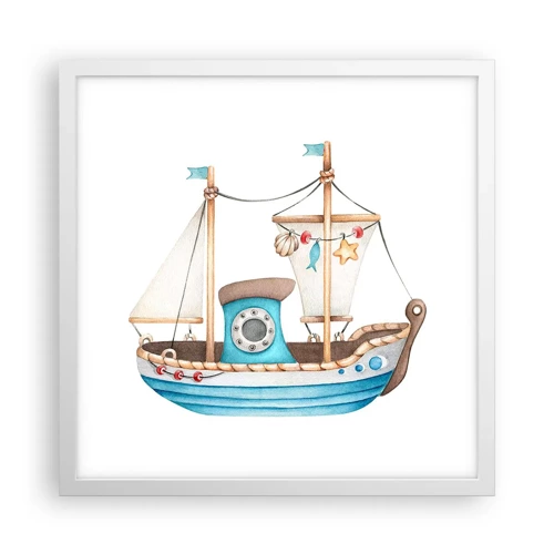 Poster in white frmae - Ahoy, Adventure! - 40x40 cm