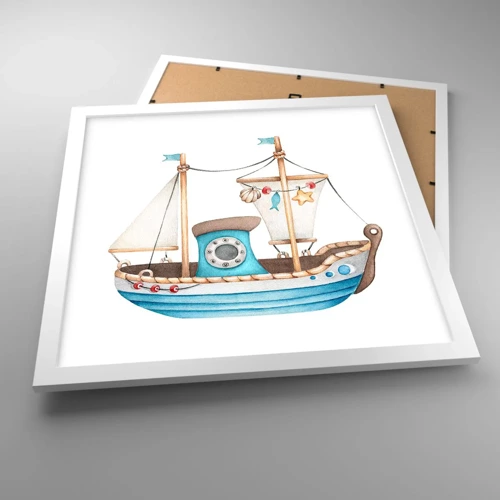 Poster in white frmae - Ahoy, Adventure! - 40x40 cm